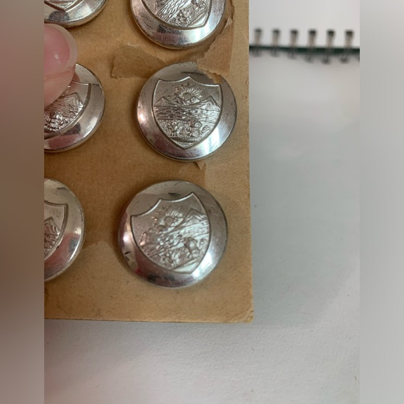 Vintage Ohio State Seal Silver Tone Metal Buttons-Set Of 8 - Picture 2 of 4